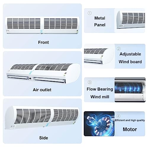 Wall Mounted Air Curtain Fan 90cm Remote Controlled 2 Speeds R4891