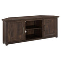 58" Rustic Wood Corner TV Stand, Dark Walnut E1346