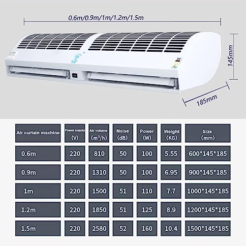 Wall Mounted Air Curtain Fan 90cm Remote Controlled 2 Speeds R4891
