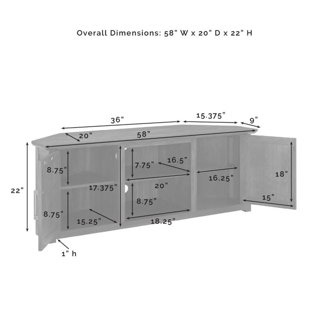 58" Rustic Wood Corner TV Stand, Dark Walnut E1346