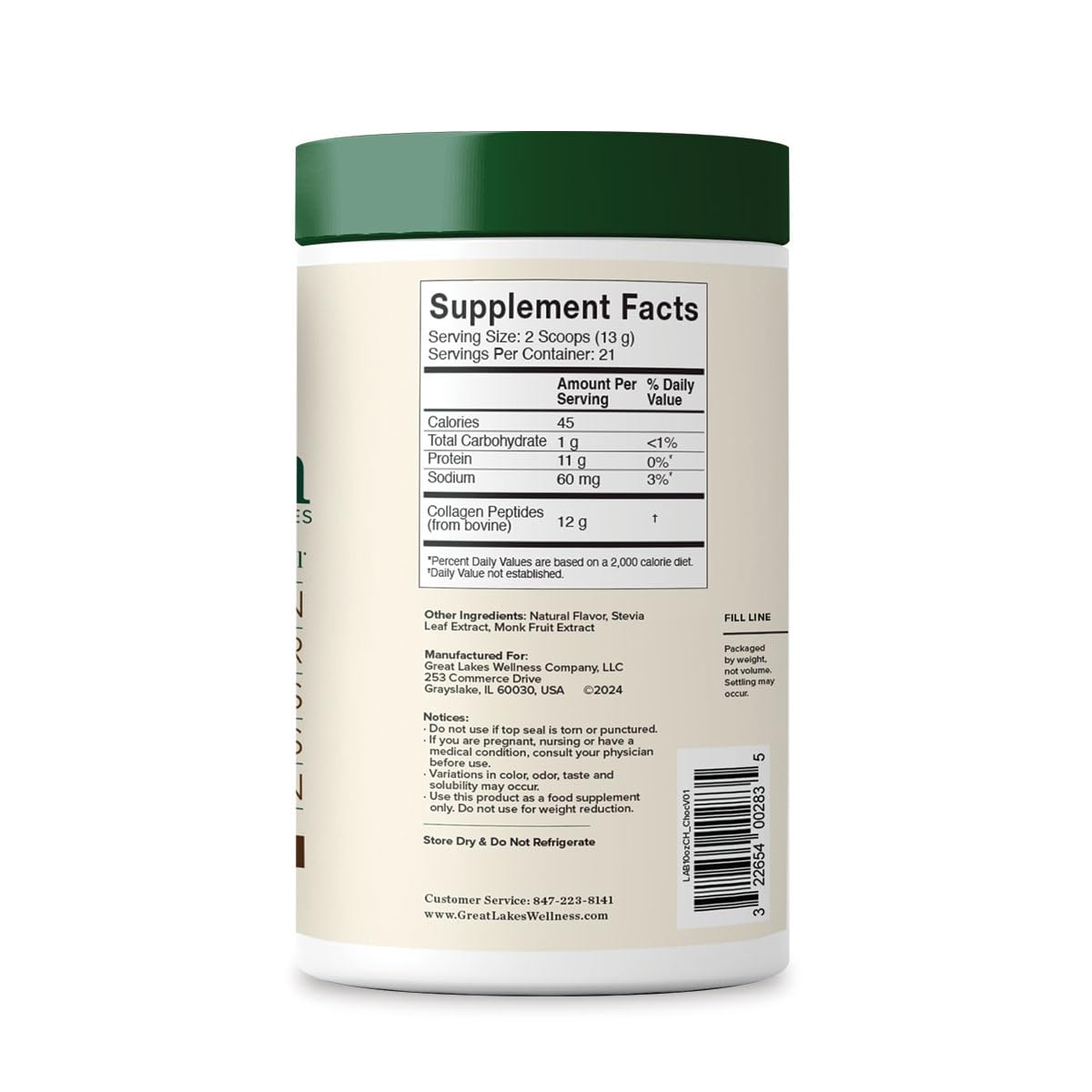 Collagen Peptides Powder, Chocolate, 10 oz X1123