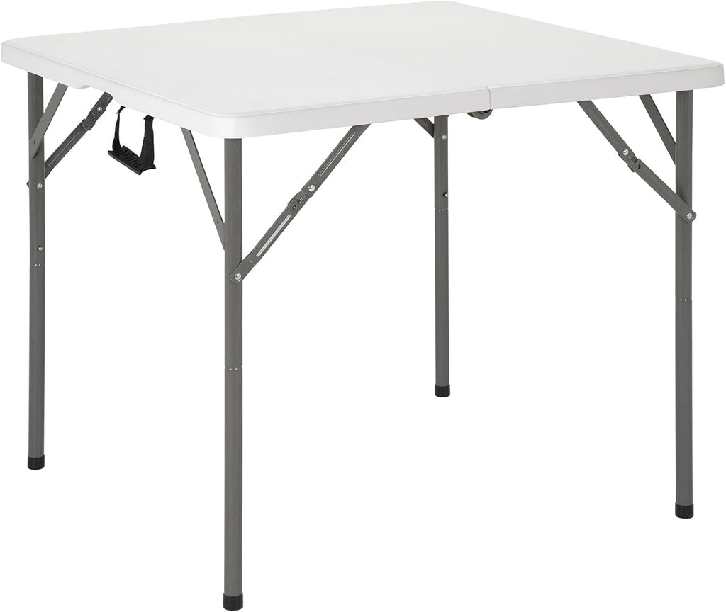 34'' White Folding Card Table with Handle & Steel Legs T919035