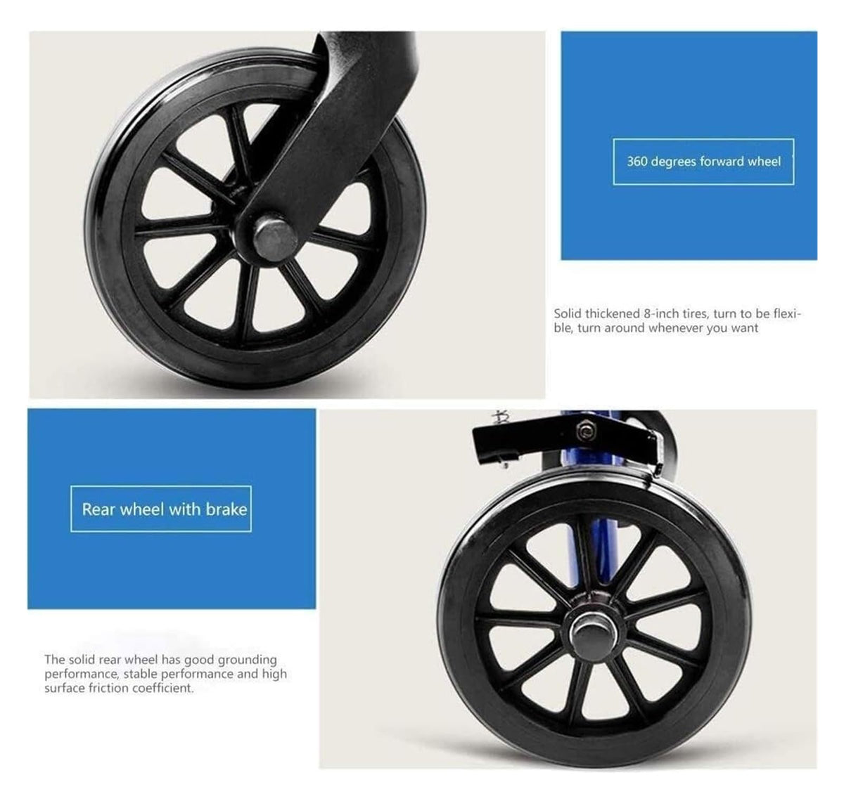 Folding Aluminum Rollator Walker with Seat X1847