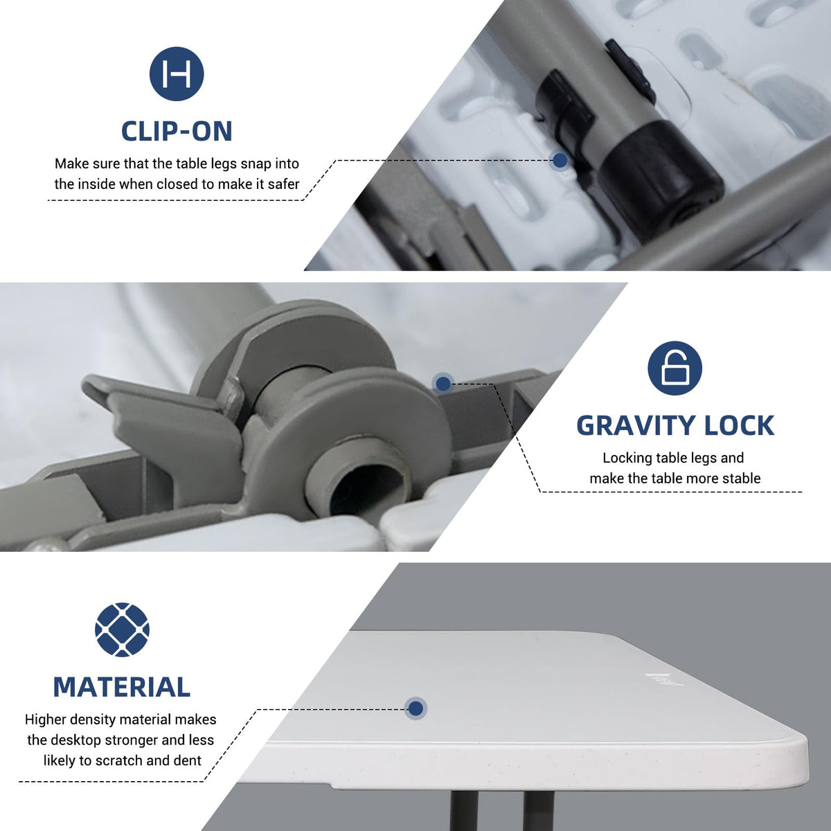 6ft Heavy Duty White Folding Table with Carrying Handle S954
