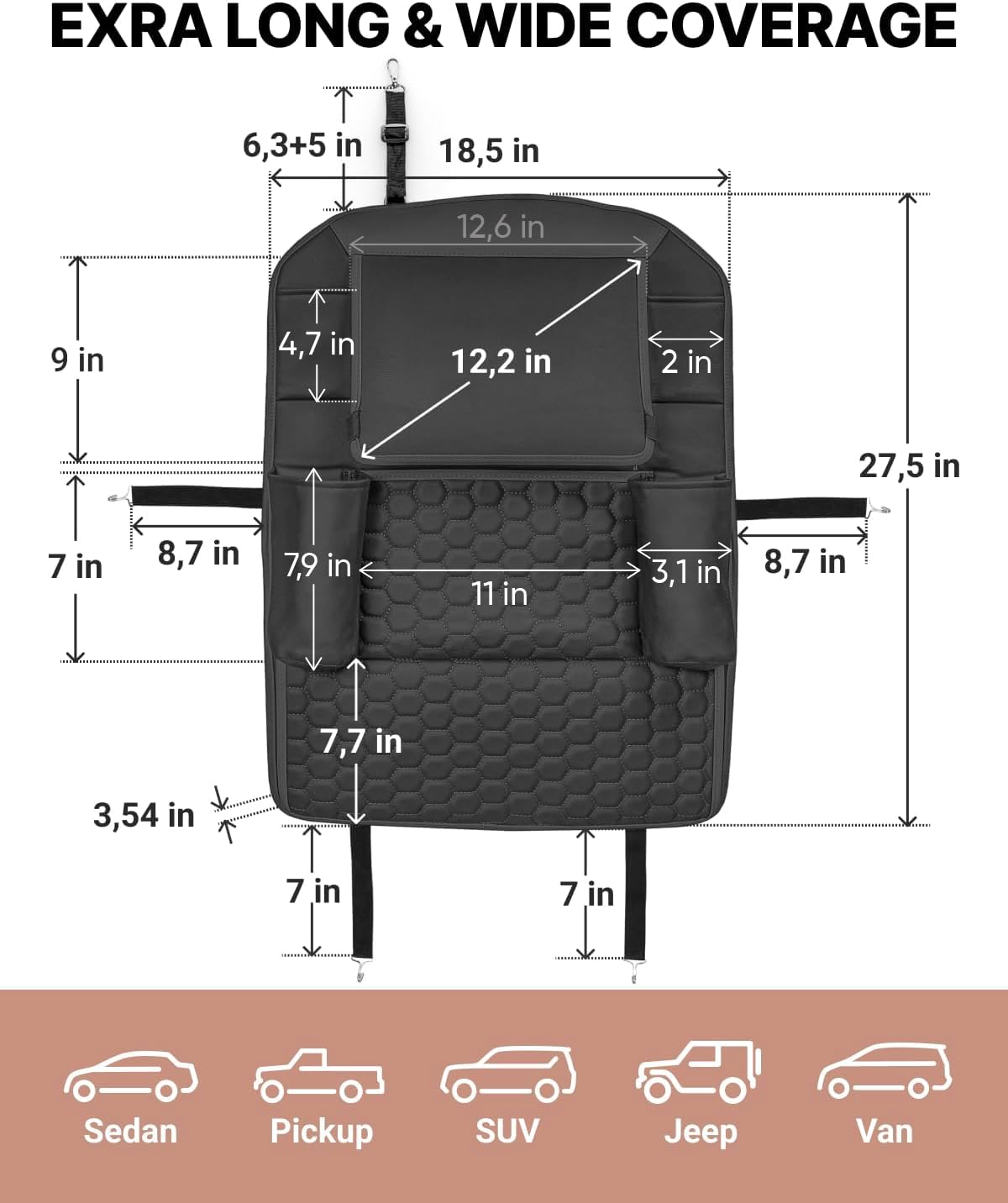 Black-Brown Backless Booster with Latch, Seat Protector & Backseat Organizer H455708