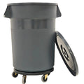 32 Gallon Grey Outdoor Trash Can with Lid and Wheels D479102