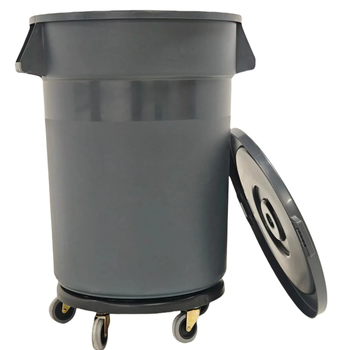 32 Gallon Grey Outdoor Trash Can with Lid and Wheels D479102