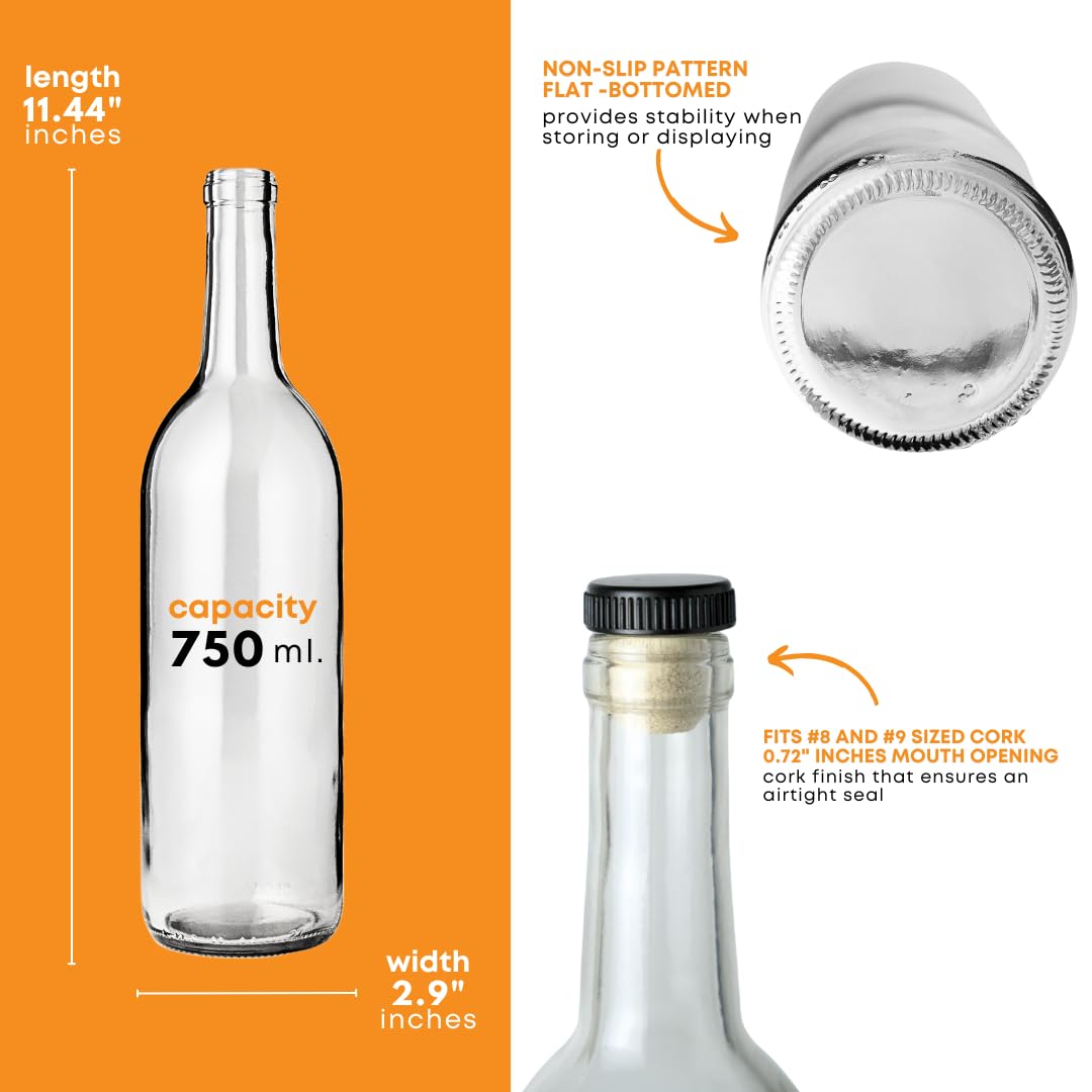 750ml Glass Bottle With Cork 6-Pack L7286