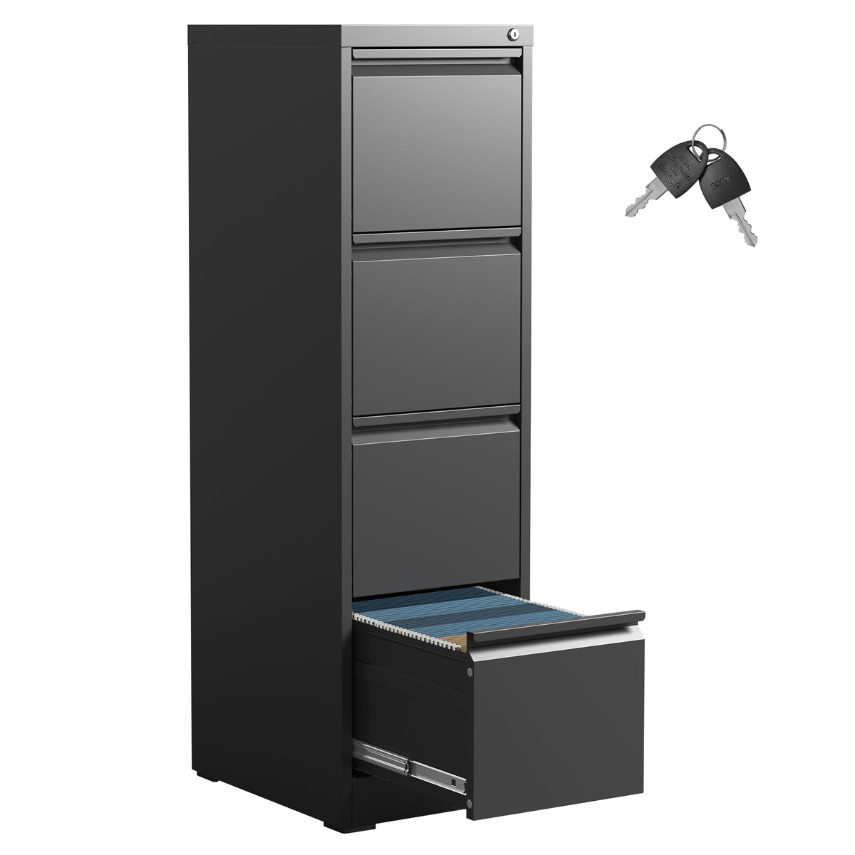4 Drawer Black Metal File Cabinet with Lock O616