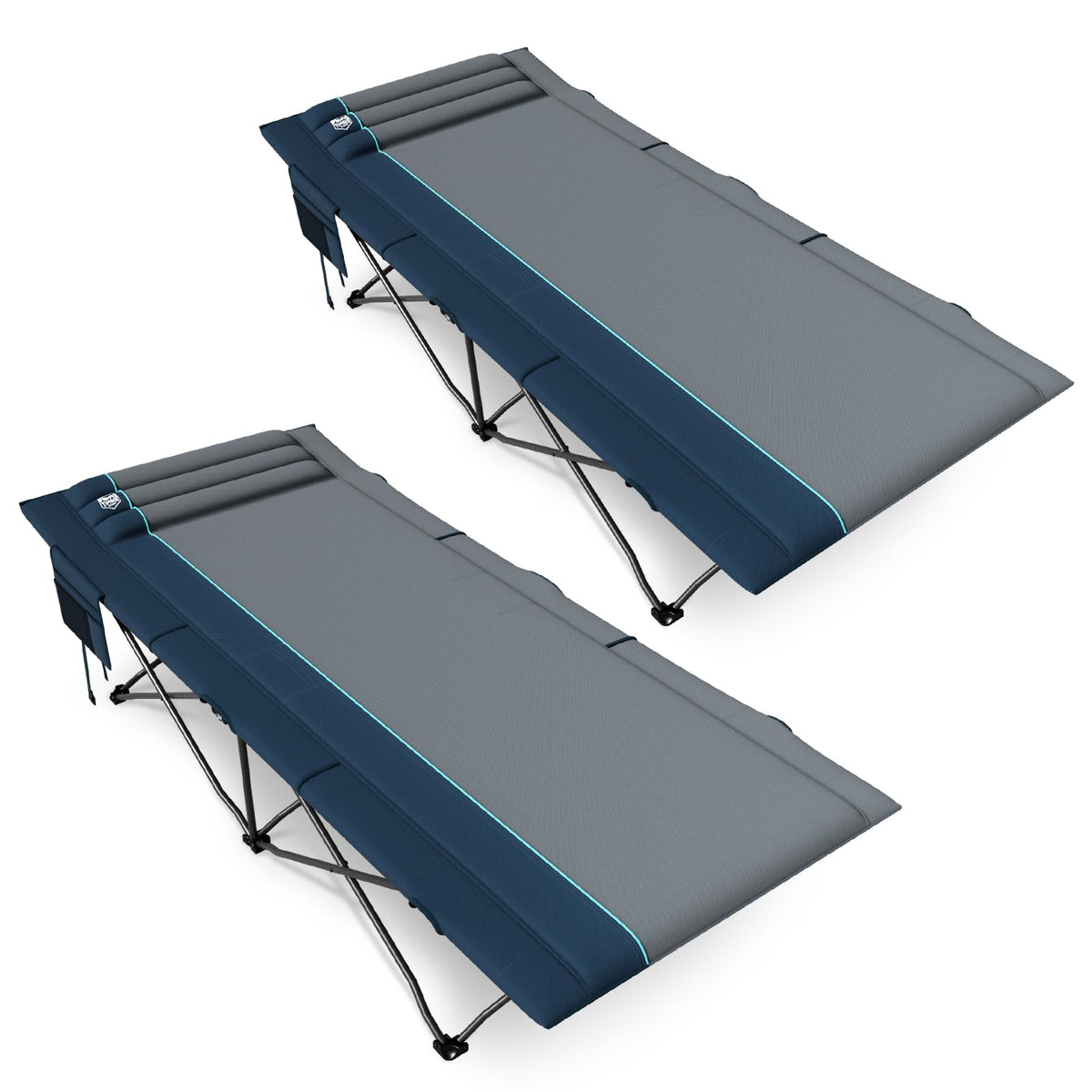 31.8" Extra Wide Heavy Duty Camping Cot with Carry Bag, Blue, 2 Pack R117