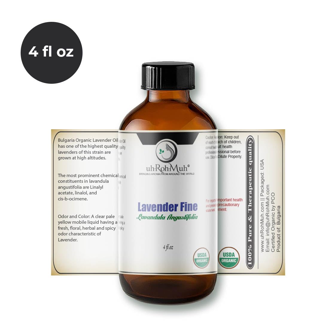Lavender Organic Essential Oil 4 Fl Oz B152294