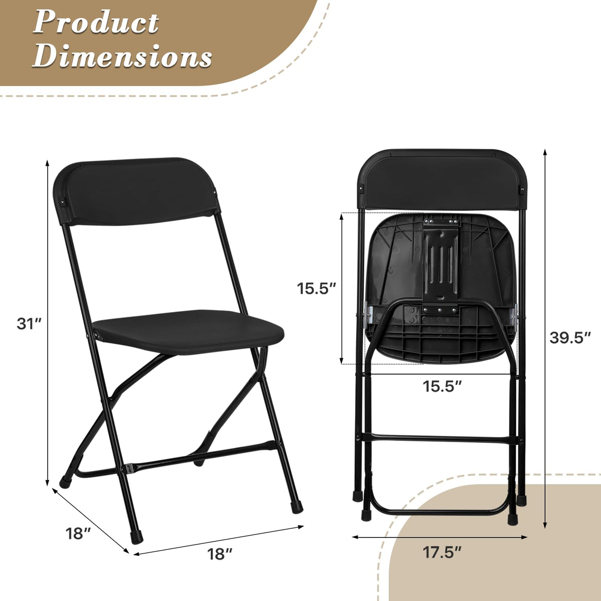 Black Plastic Folding Chairs 10 Pack L622265