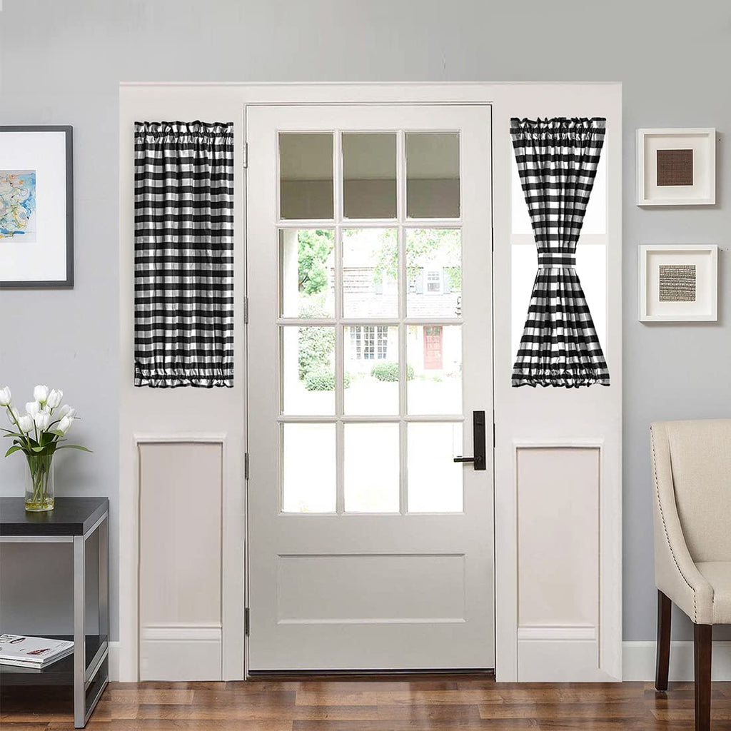 Black and White Buffalo Check Rod Pocket Curtain 25"x40" Z667585