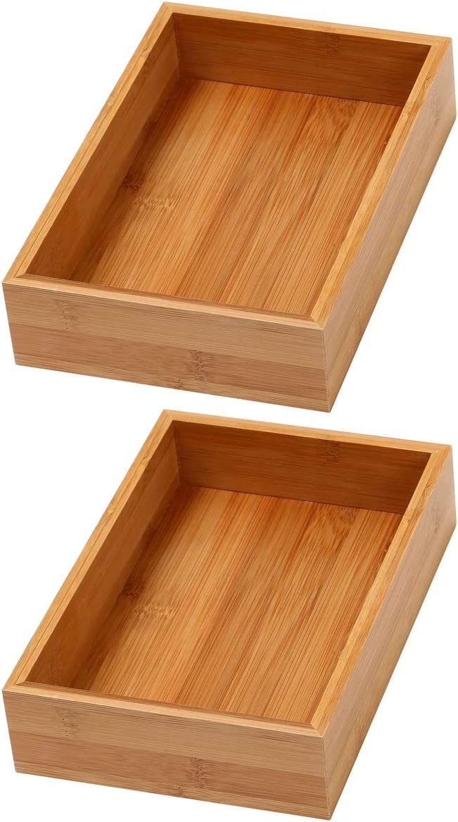 Bamboo Drawer Organizer Storage Box, 2 Pack 6x9x2 inch D234