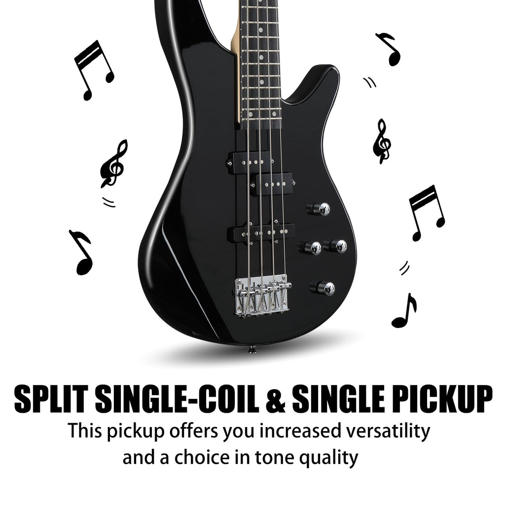 Electric Bass Guitar 4 String Kit Black G884
