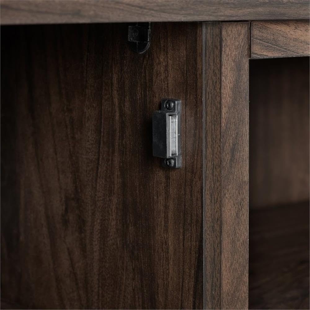 58" Rustic Wood Corner TV Stand, Dark Walnut E1346