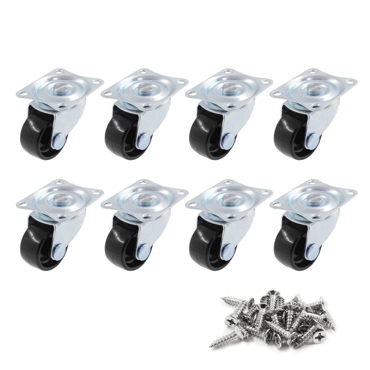 1 inch Swivel Caster Wheels Rubber Base, 8pcs M450