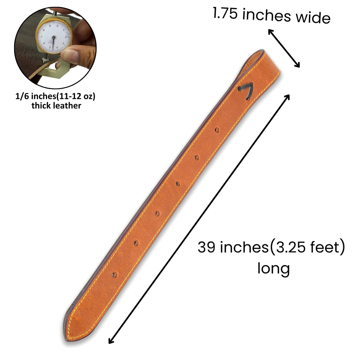 Full Grain Leather Saddle Cinch Tie Strap O8568