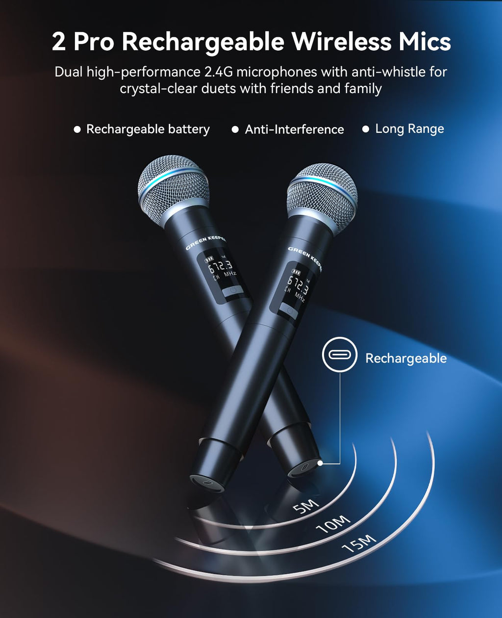 500W Karaoke Machine with 2 Wireless Microphones and Dual 6.5'' Subwoofers H699100