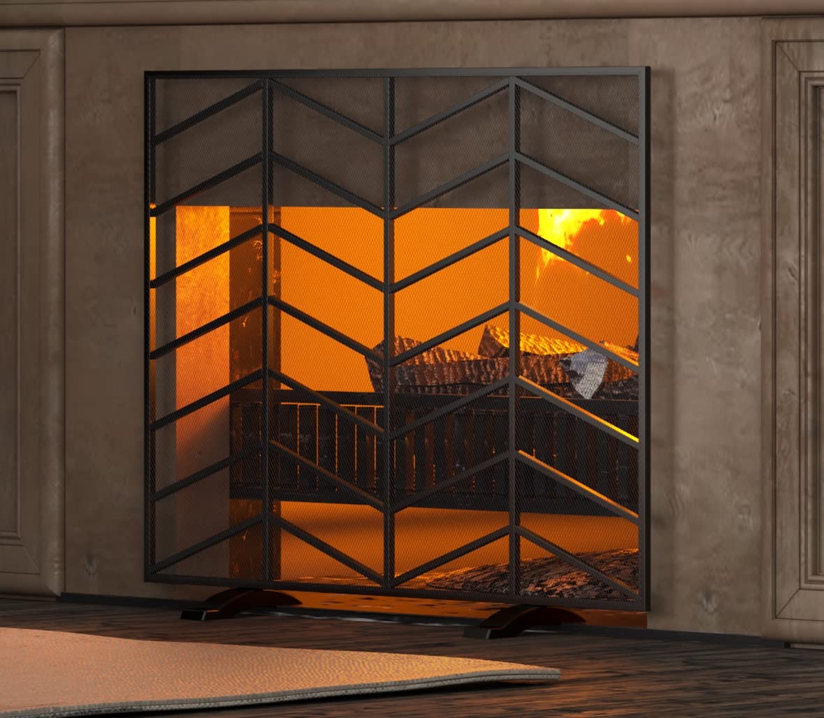 Iron Chevron Fireplace Screen Q427