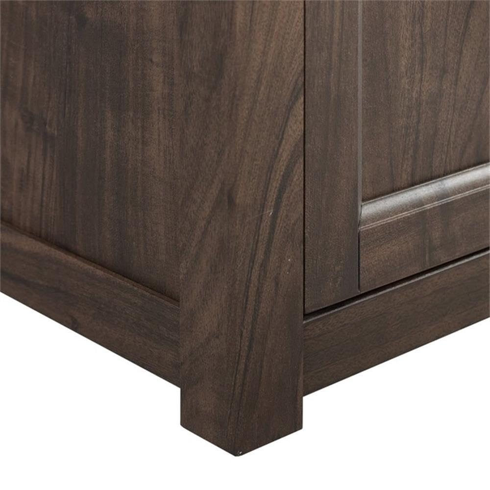 58" Rustic Wood Corner TV Stand, Dark Walnut E1346