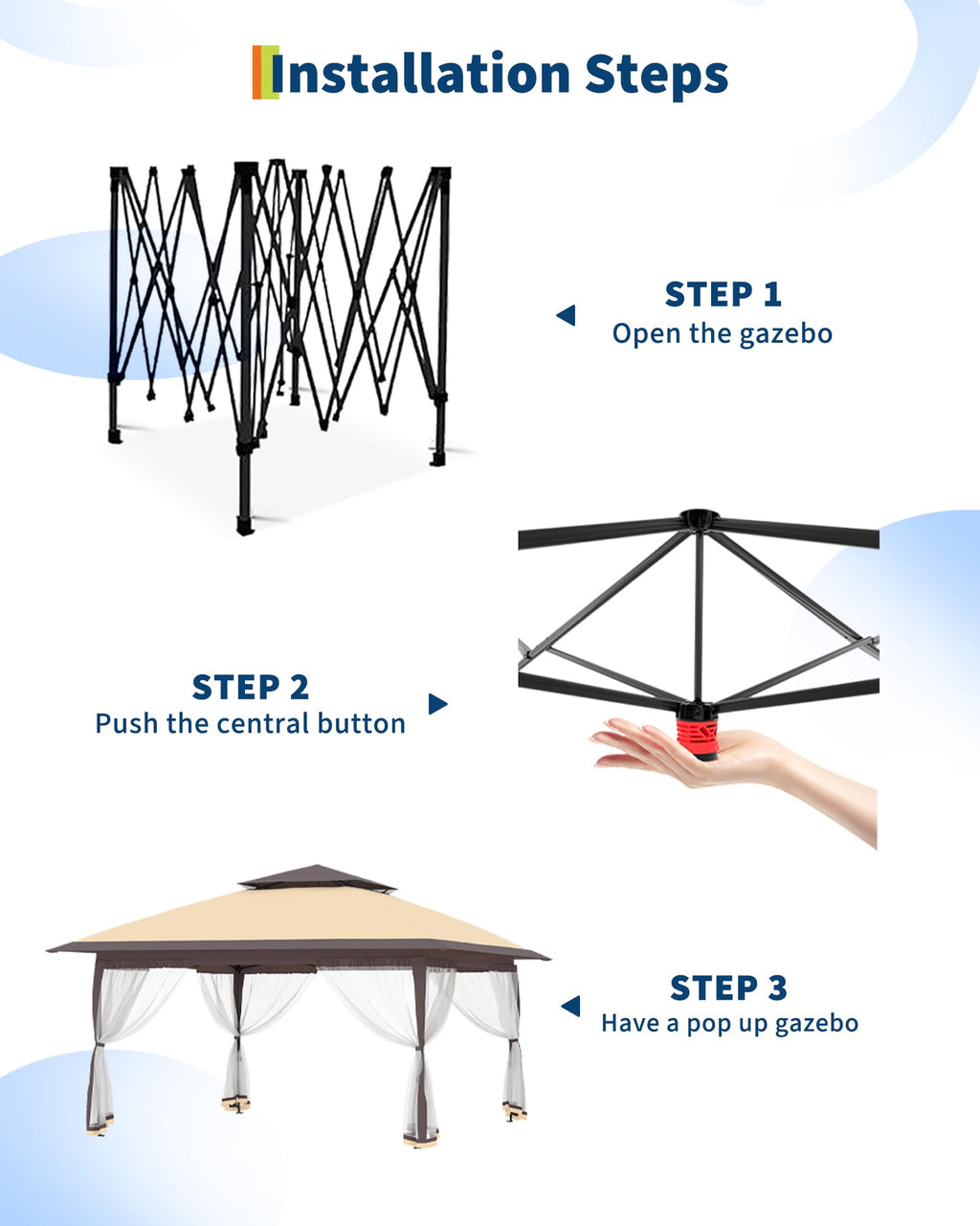 12x12FT Pop Up Gazebo with Mosquito Netting, Khaki & Coffee O733843