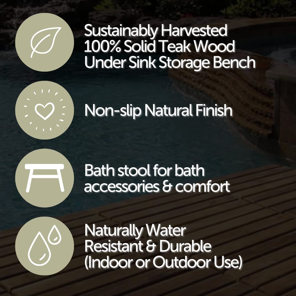 Teak Shower Stool and Spa Bench with Shelf J2826