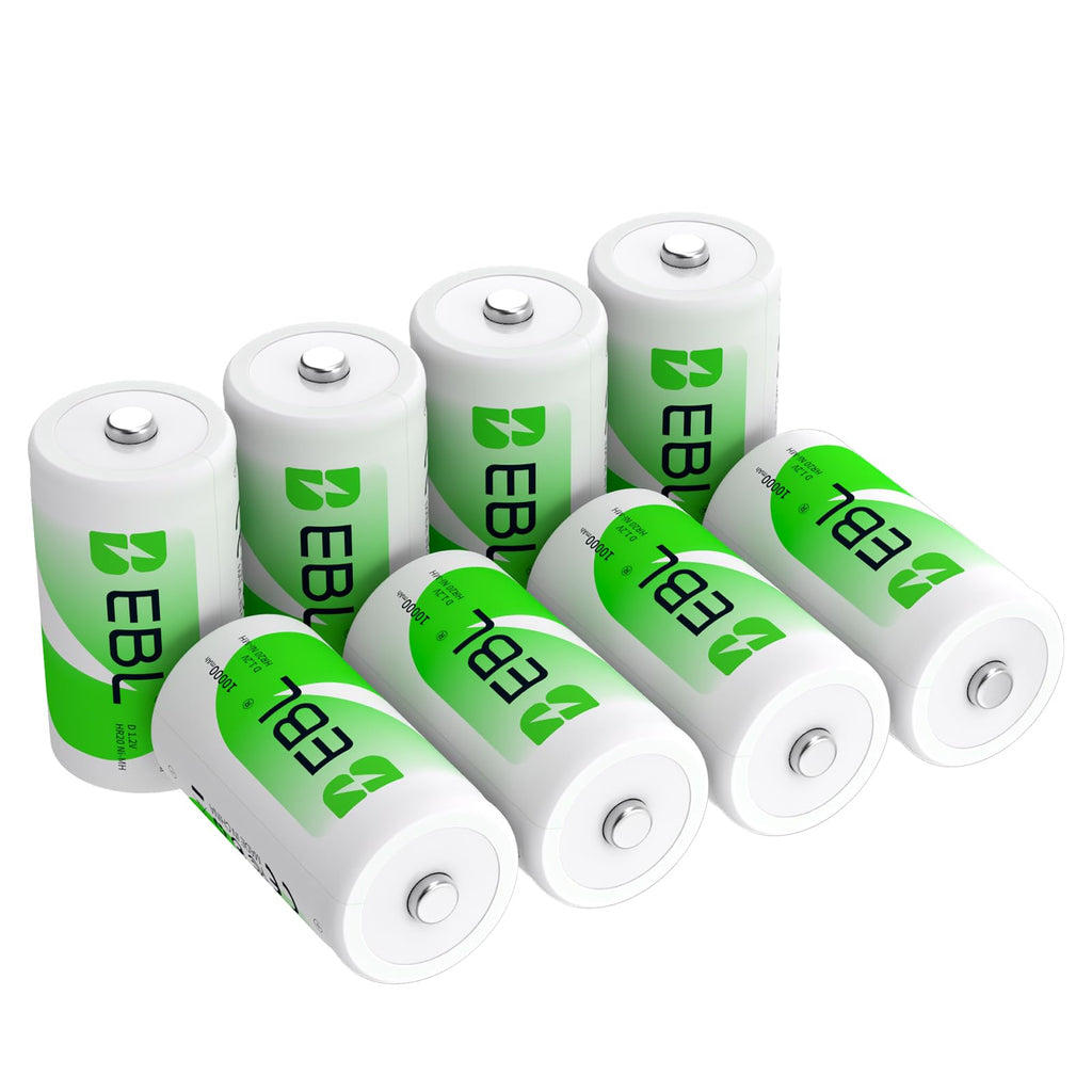 8 Pack 10000mAh Ni-MH D Rechargeable Batteries U823