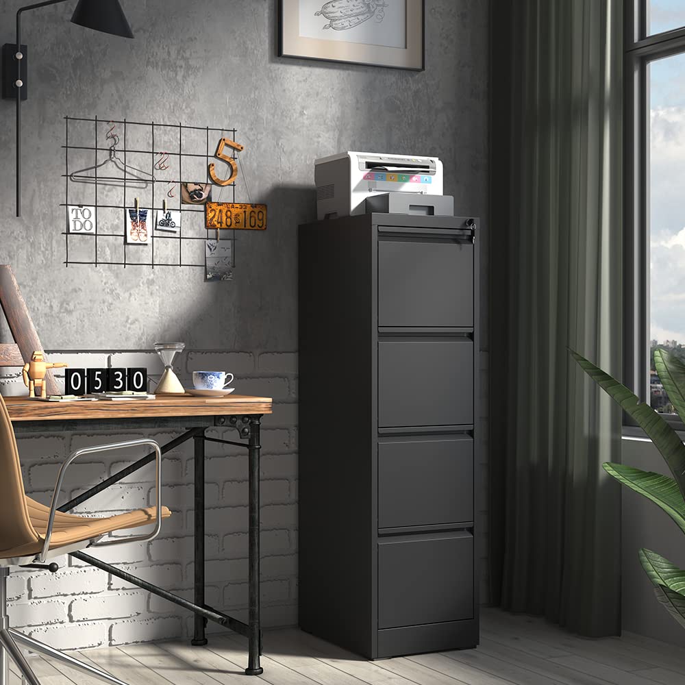 4 Drawer Black Metal File Cabinet with Lock O616