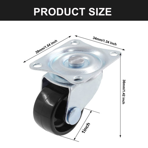 1 inch Swivel Caster Wheels Rubber Base, 8pcs M450