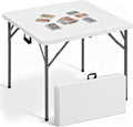 34'' White Folding Card Table with Handle & Steel Legs T919035
