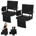 2 Pcs Black Folding Stadium Seat Cushion with Back Support E77764