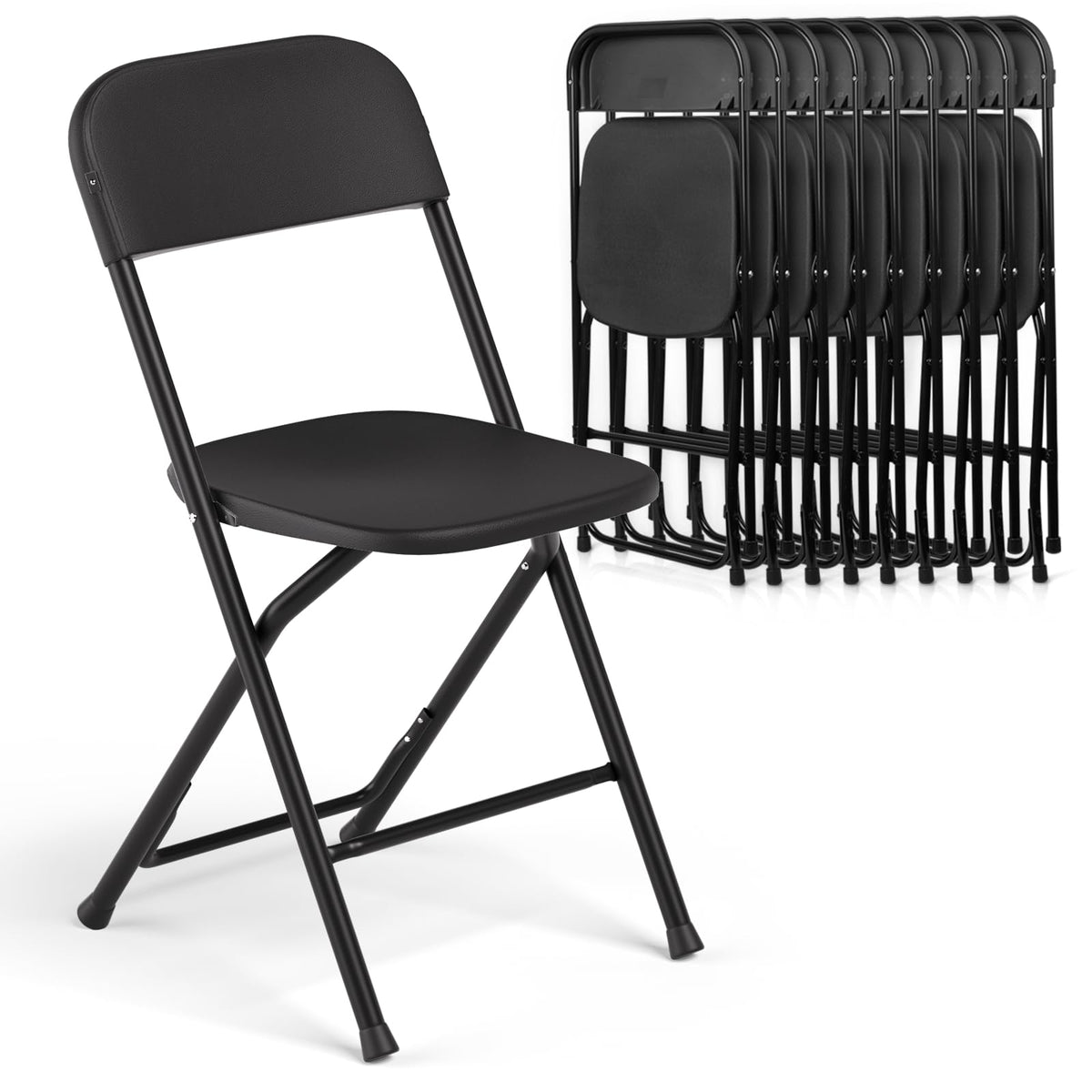 Black Plastic Folding Chairs 10 Pack L622265