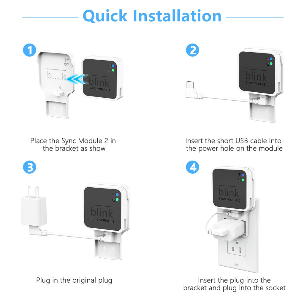 Wall Mount for Blink Sync Module 2 with Short Cable, 1 Pack Z2532
