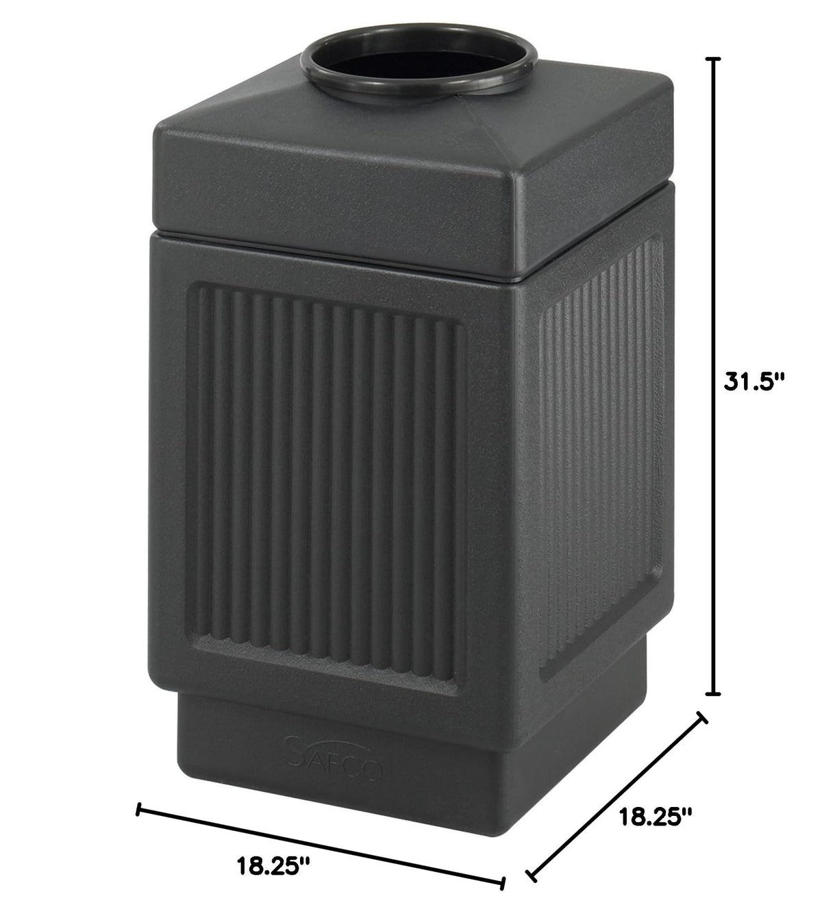 38 Gallon Black Open Top Trash Can S3642