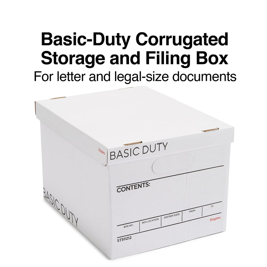 Storage & Filing Box with Handles & Removable Lid, Letter & Legal, Stackable, 20-Pack M8870