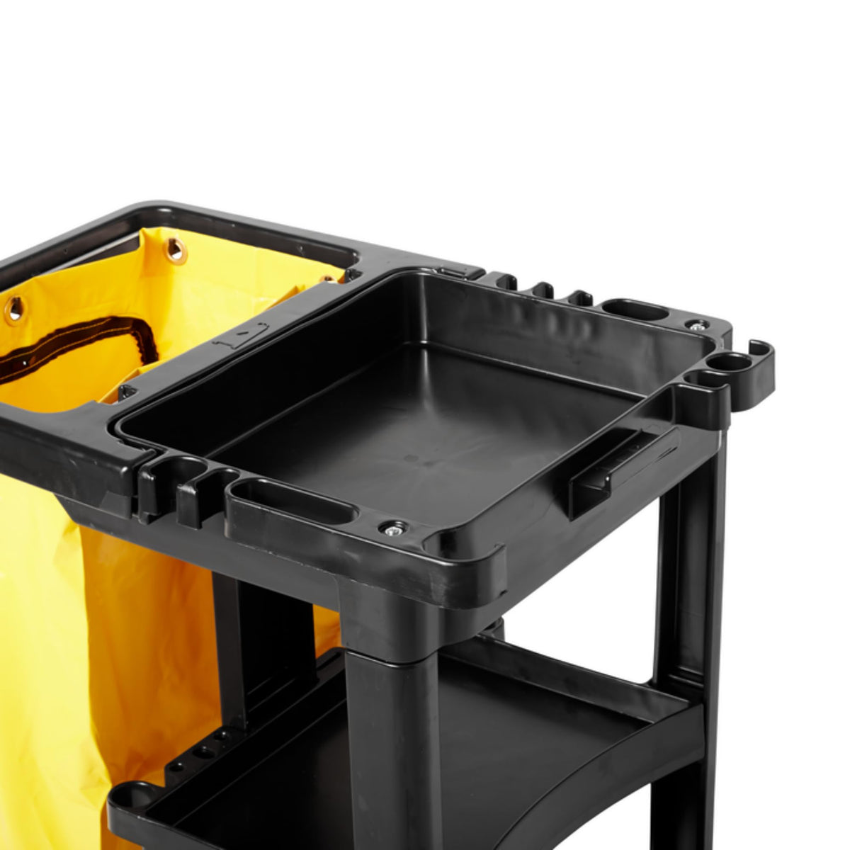 3-Shelf Wheeled Cleaning Cart with Yellow Vinyl Bag B45943