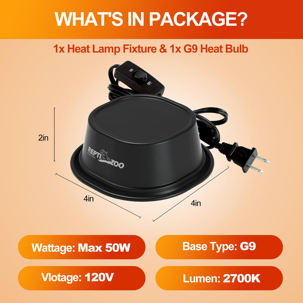 50W UVA Basking Light Fixture with Safety Mesh Kit O5808