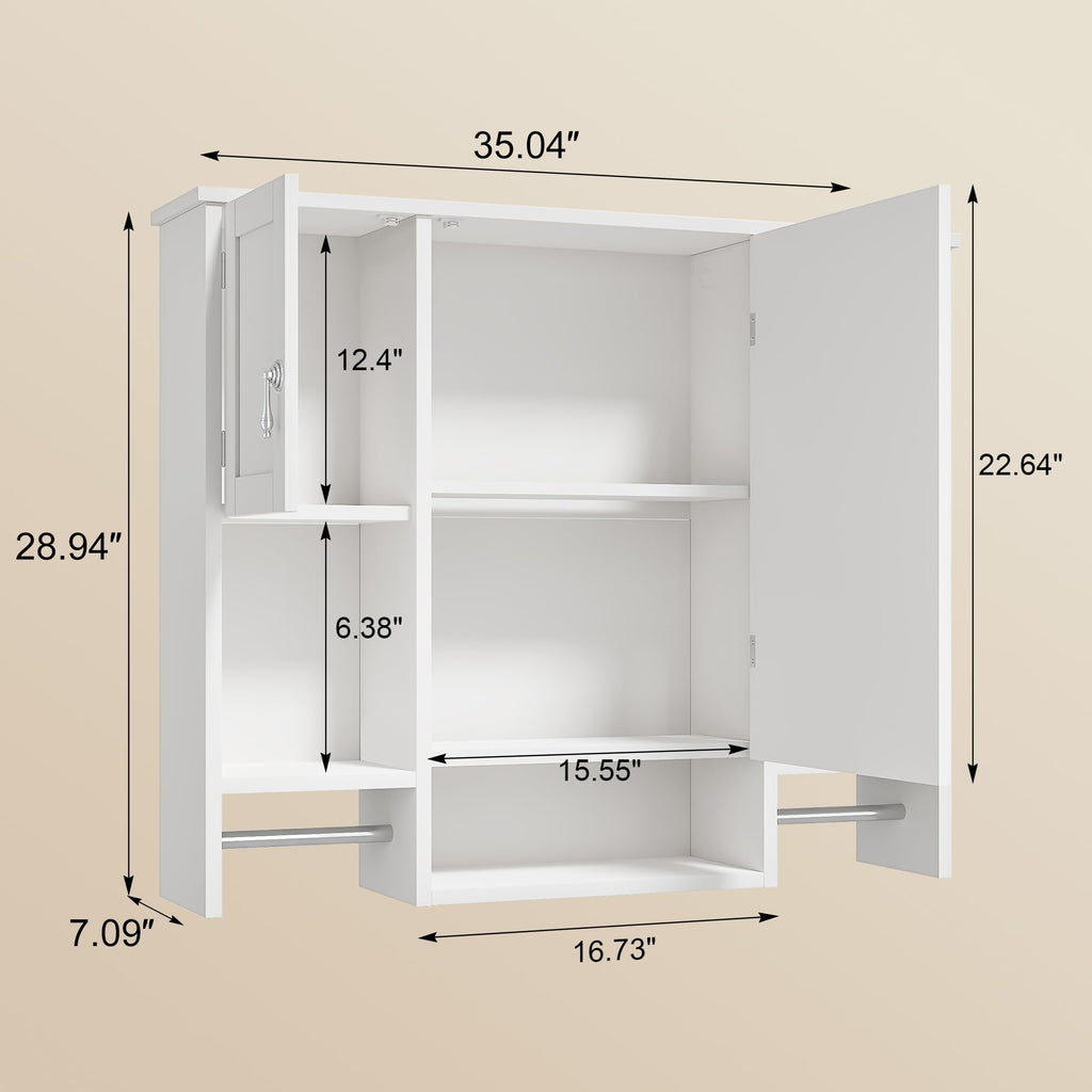Large White Wall Mounted Bathroom Cabinet with Mirror A35719