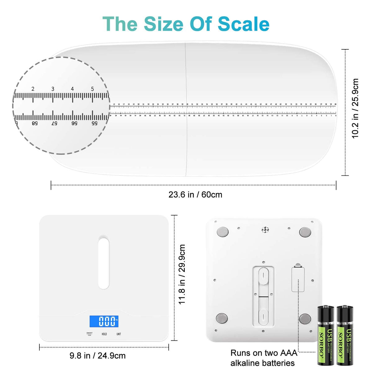 Digital Pet Scale with 3 Weighing Modes, Max 220 lbs, White O750