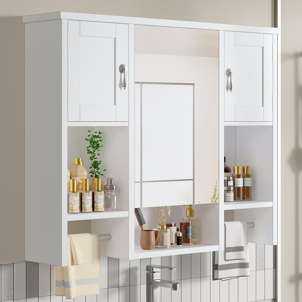 Large White Wall Mounted Bathroom Cabinet with Mirror A35719