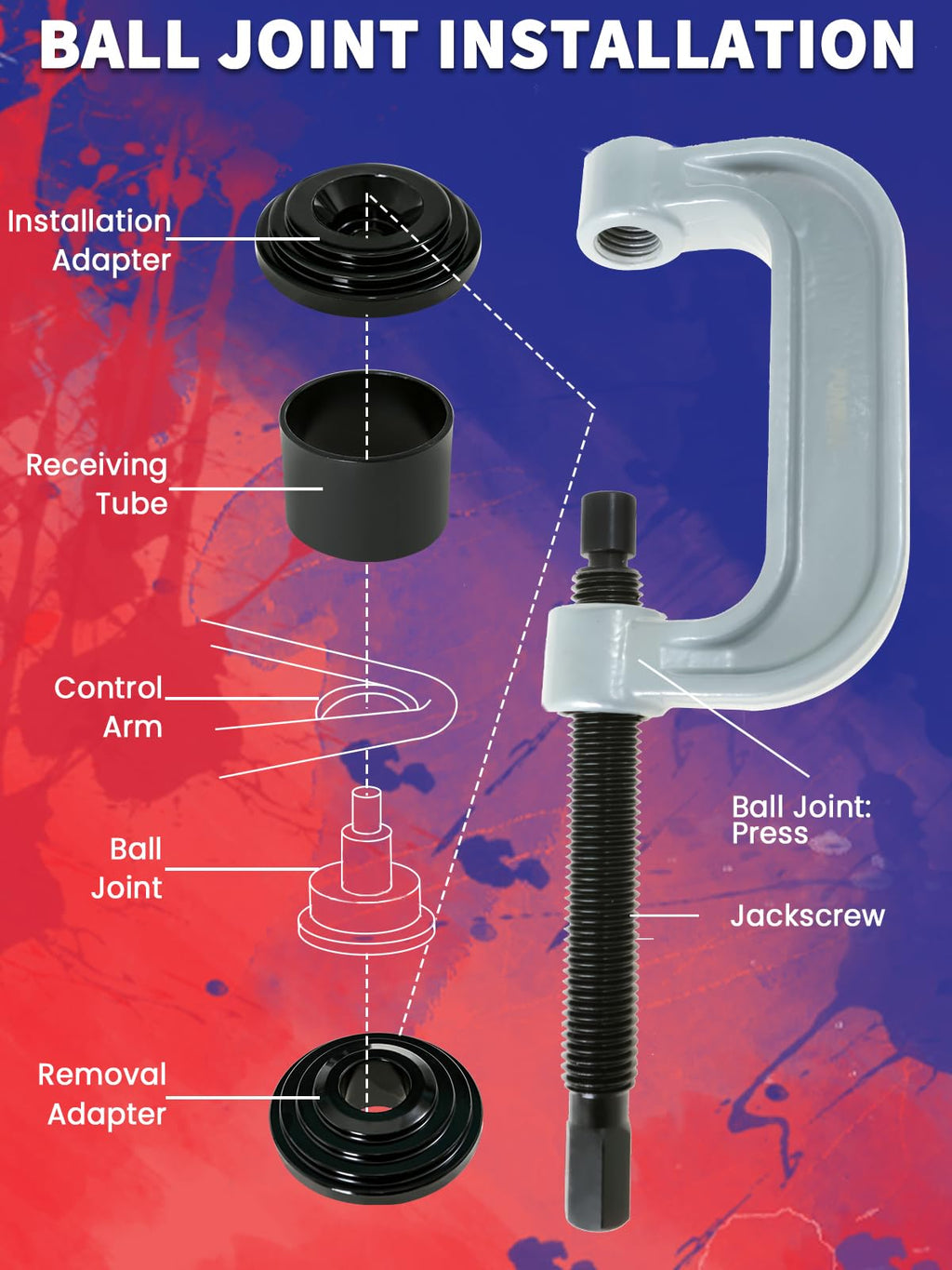 10 pcs Ball Joint Press & U Joint Removal Tool Kit with 4 * 4 Adapters C8106