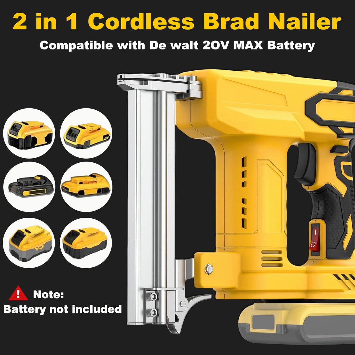 2 in 1 Cordless Brad Nailer 18 Gauge Electric Nail Gun F8405