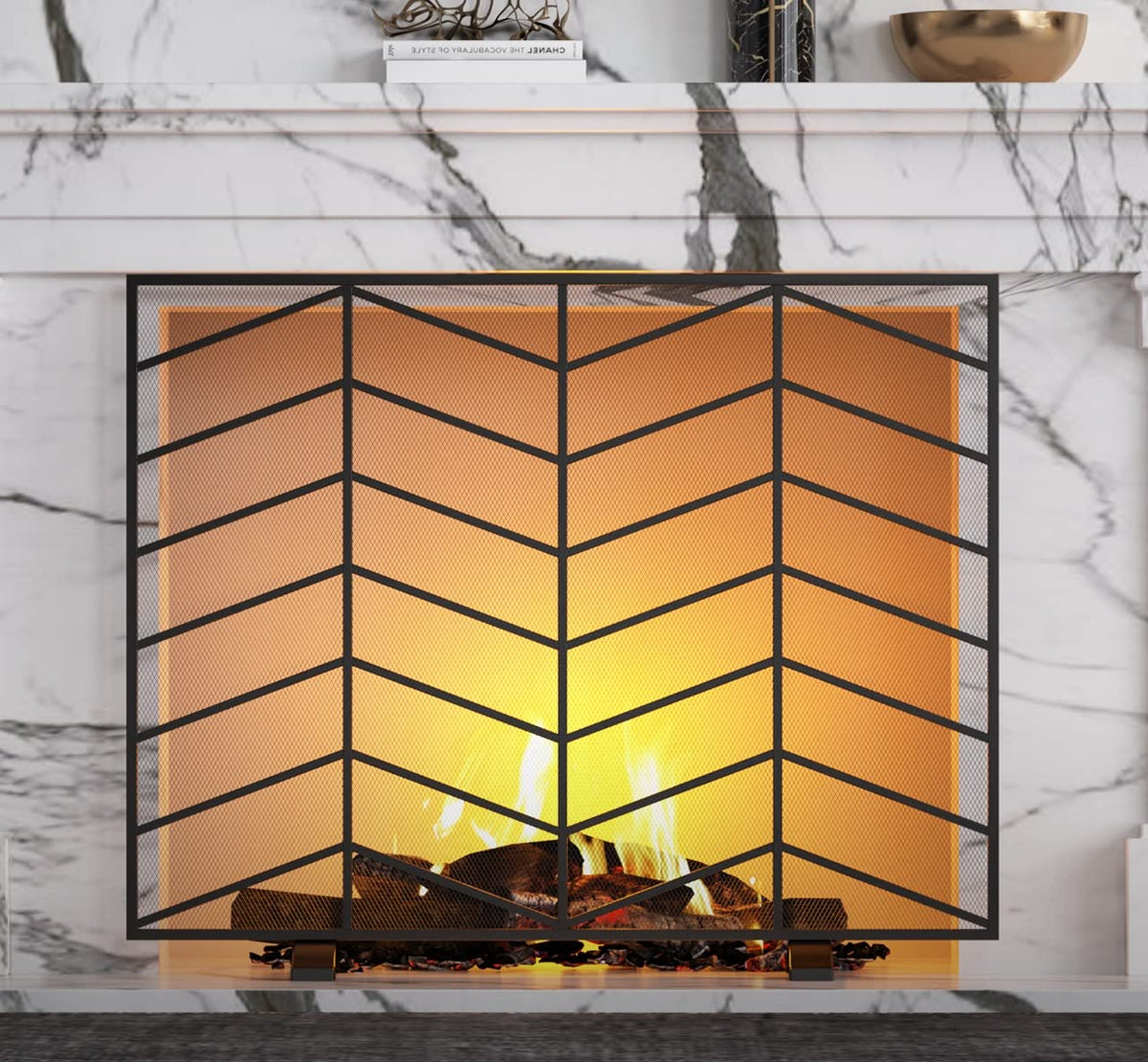 Iron Chevron Fireplace Screen Q427