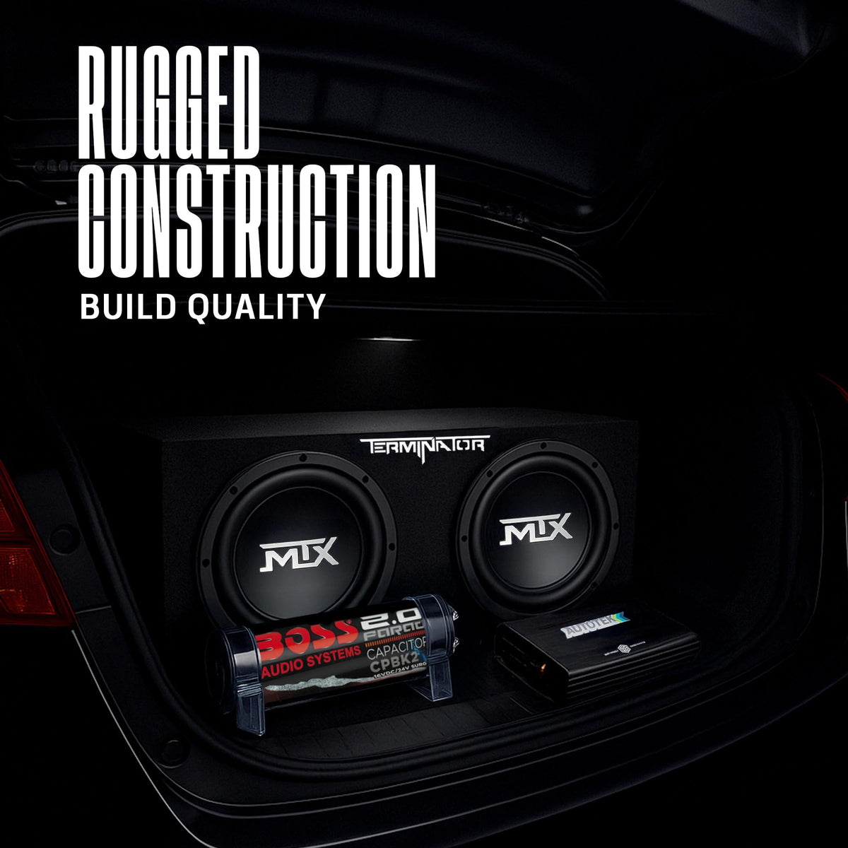Dual 12" Subwoofer Box, Mono Amp, & Wiring Kit Z5192