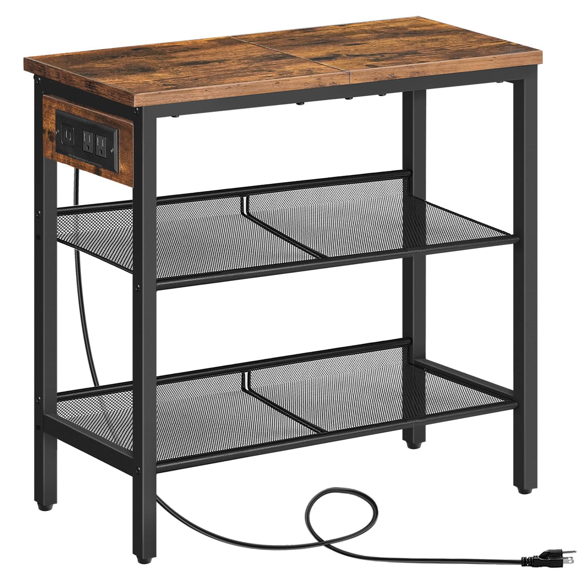 3-Tier Narrow End Table with Charging Station E379