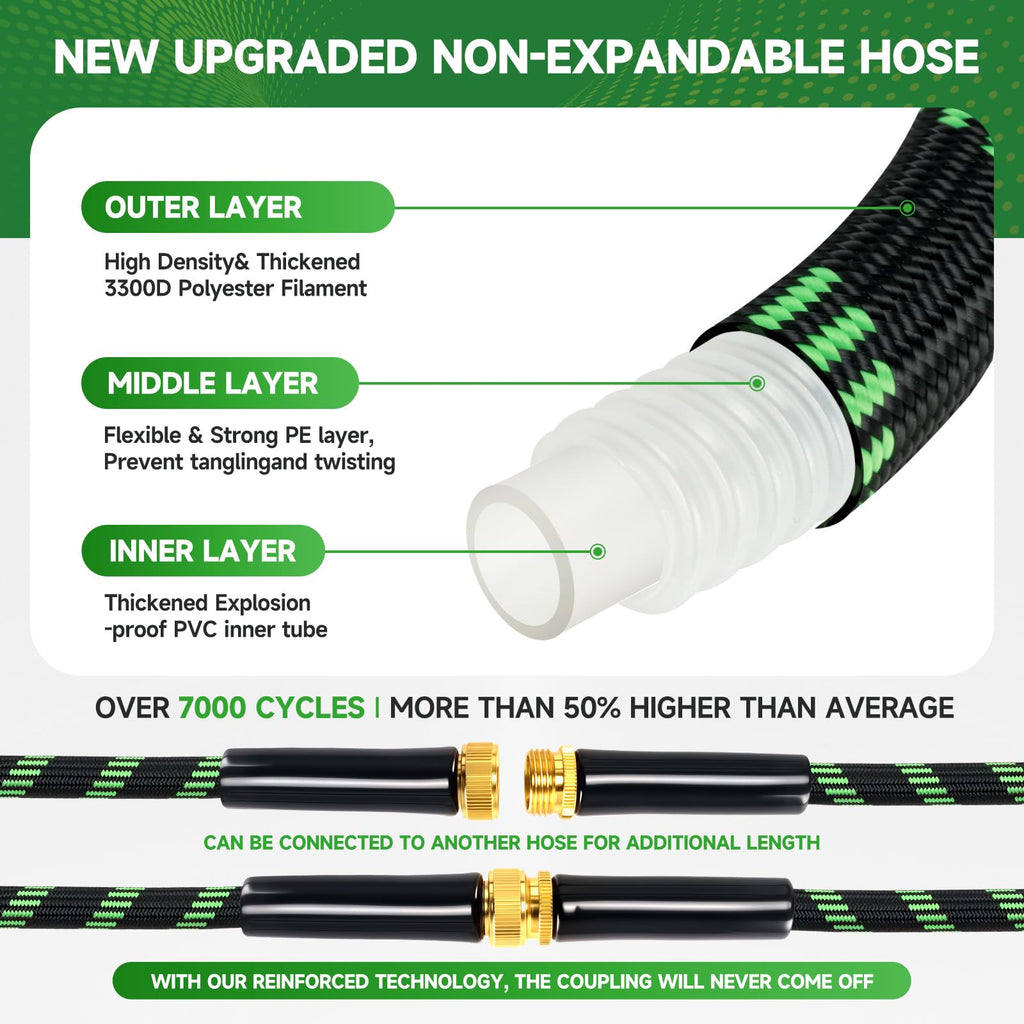 100ft Flexible Non-Expandable Garden Hose with 3/4" Brass Fittings P789498
