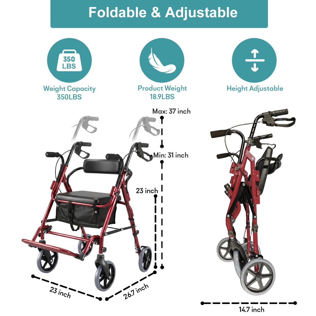 2-in-1 Rollator Walker with Seat U1709