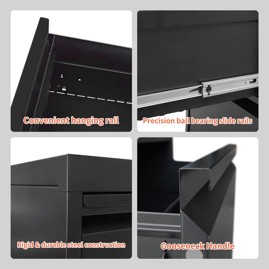 4 Drawer Black Metal File Cabinet with Lock O616