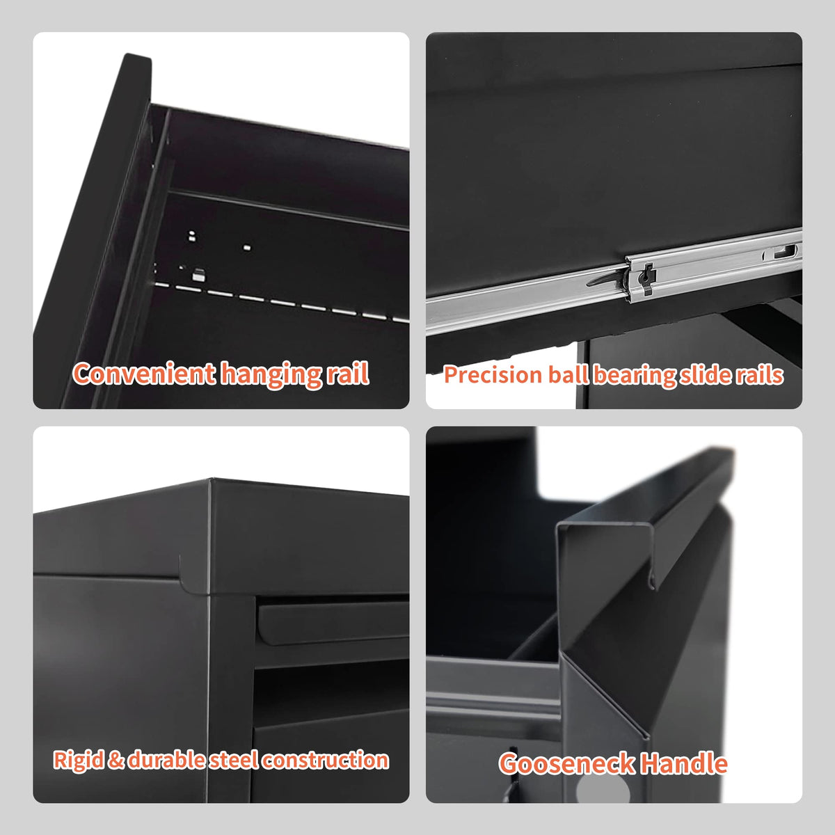 4 Drawer Black Metal File Cabinet with Lock O616